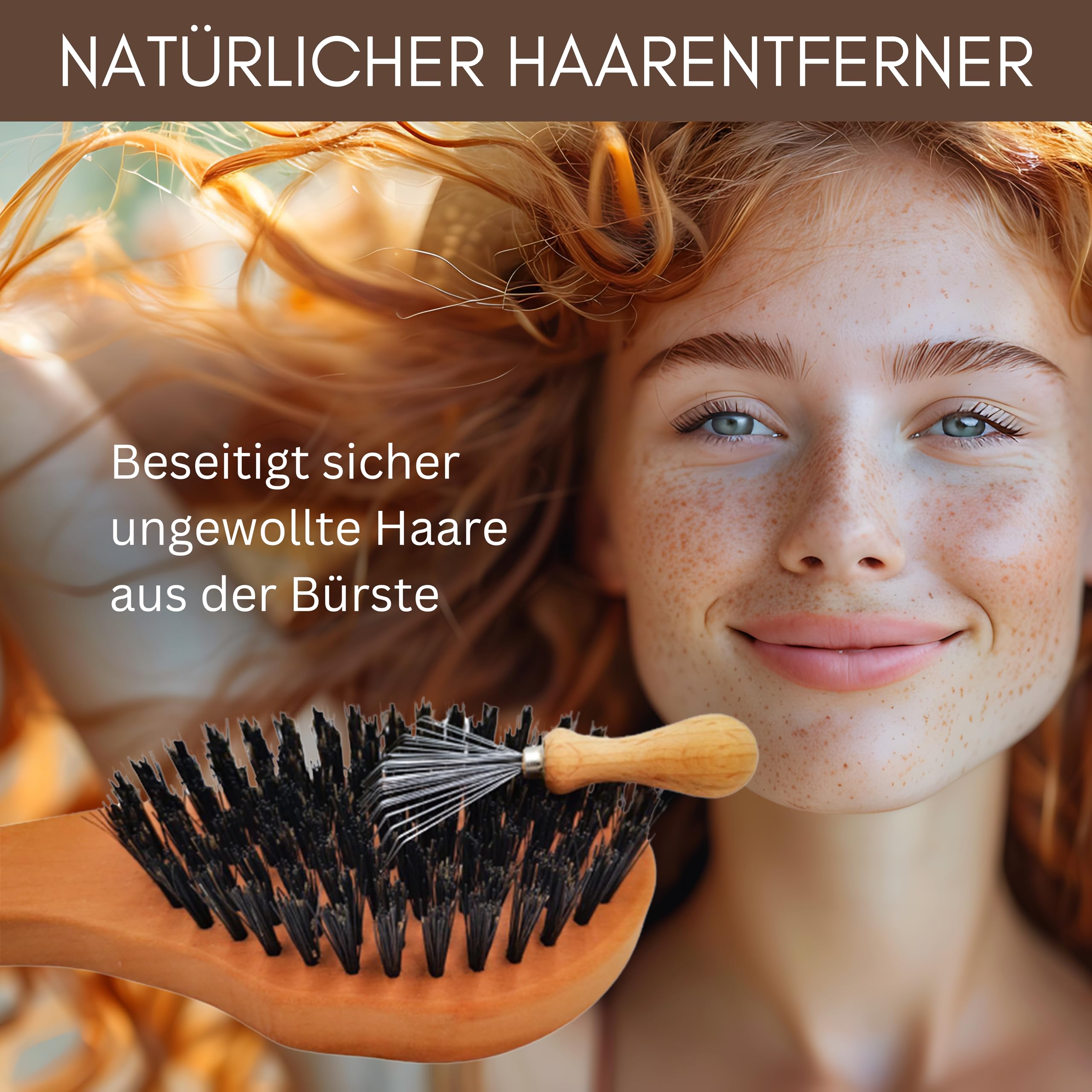 Thats me organic Spar Set Profi Haarbürste "Die Mediterrane" + Bürstenreiniger + 20 ml Pflege-Shampoo – Sleek Bun Bürste aus Wildschweinborsten, Haarbürstenreiniger und mildes Shampoo