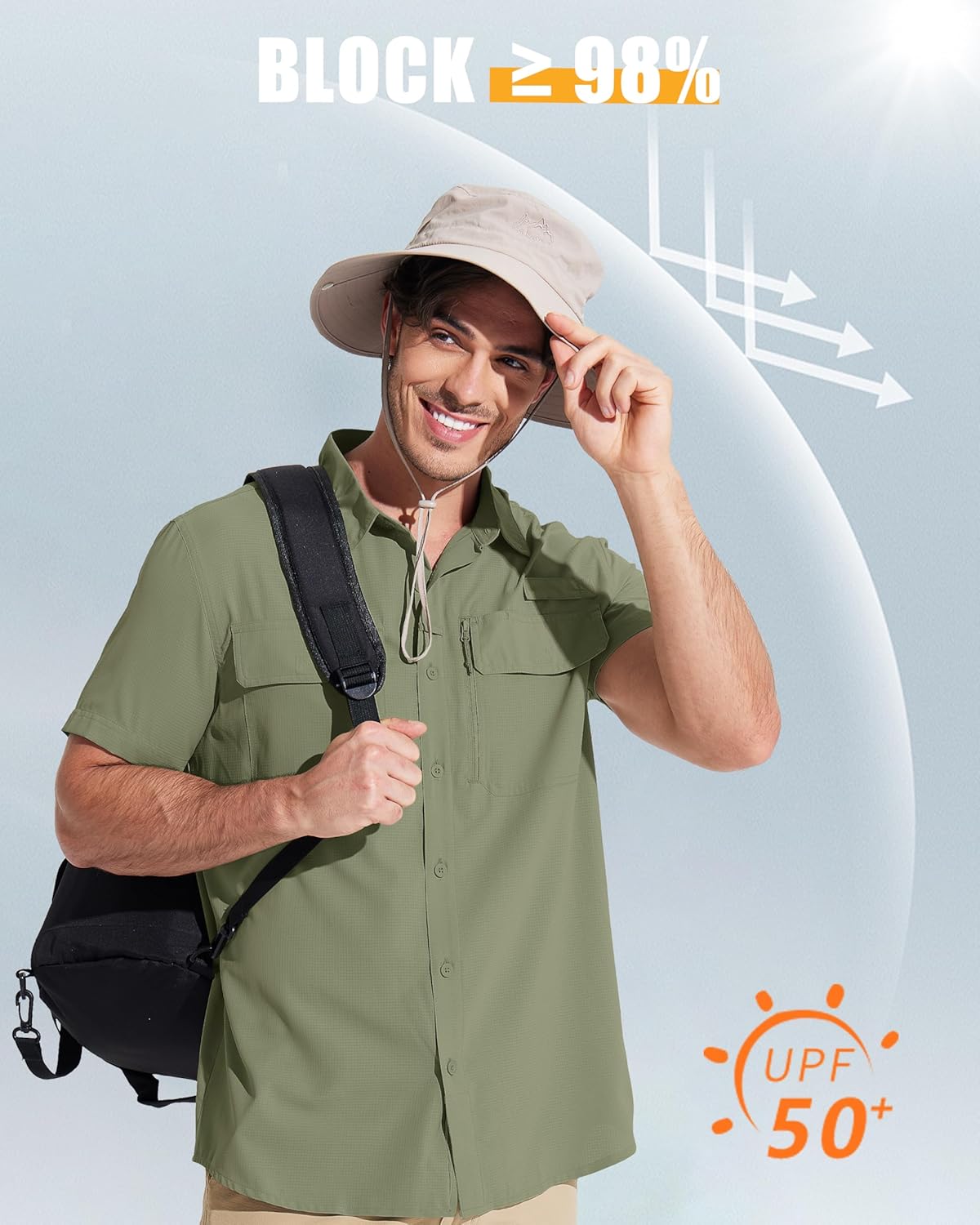 MAGCOMSEN Men's Fishing Shirts UPF 50+ Short Sleeve Sun Protection Shirts Quick Dry Cooling Button Down Shirt Hiking Safari - Image 5