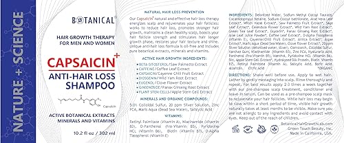 Miniatura 7 de Botanical Hair Growth Lab - Champú de pérdida de cabello con capsaicina - Prevención de adelgazamiento del cabello para hombres y mujeres - 10.2