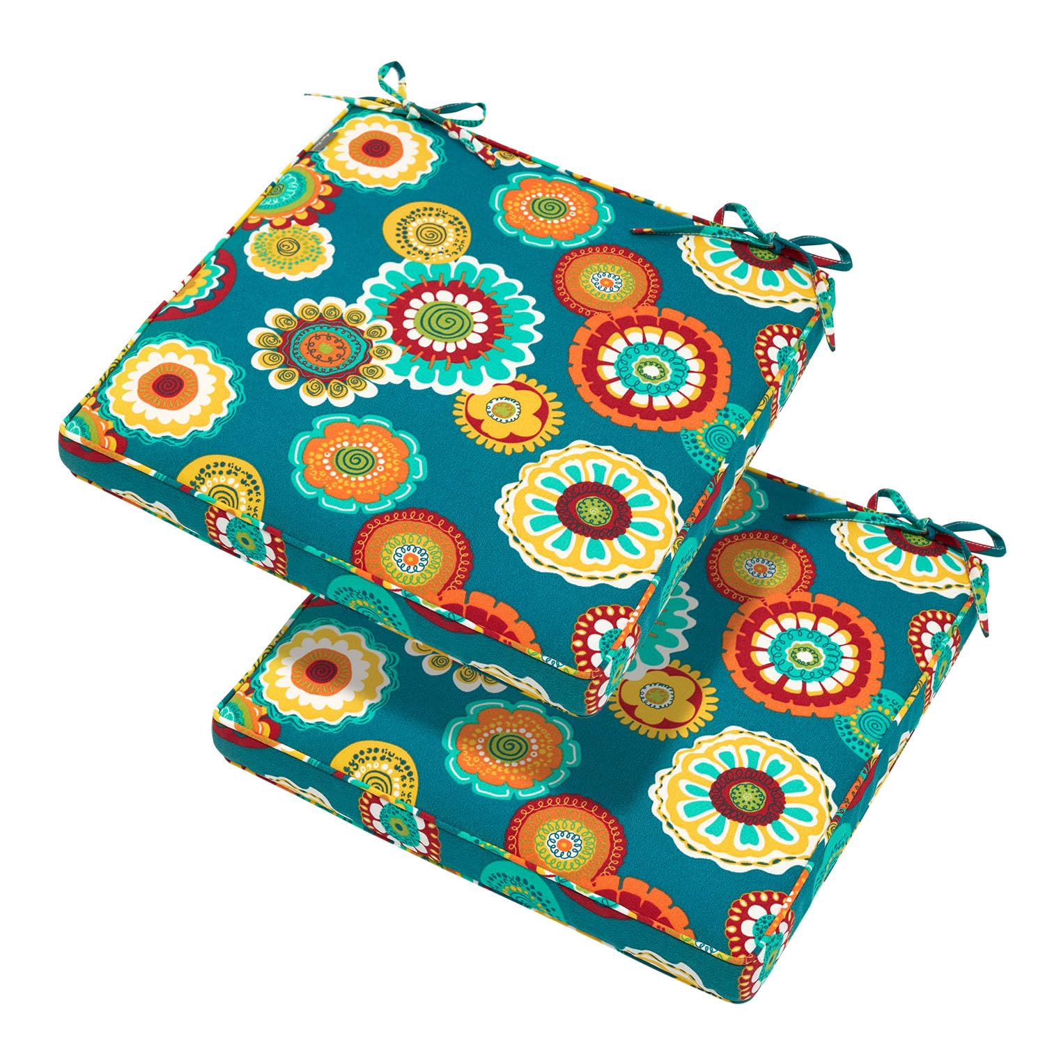 Magpie Fabrics Indoor Outdoor Waterproof Square Chair Cushion, 18" x 18" x 2.5", 2 Pack, Water Resistant Seat Cushions, for Patio Garden Office,