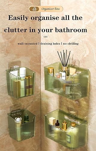 Miniatura 5 de Juego de 2 contenedores organizadores de almacenamiento montados en la pared, organizador de ducha, apilable, de plástico transparente, organizador