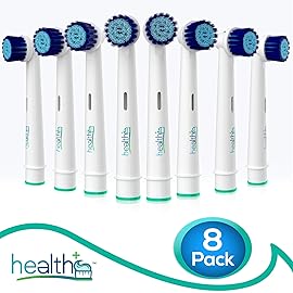 Compatible with Oral-B Electric Toothbrush Sensitive Replacement Head Generic - 8-Pack | Gentle-Action Tooth Brush Heads with Dupont Bristles | Sensitive Gums & Teeth & Gentle Whitening Action | Braun