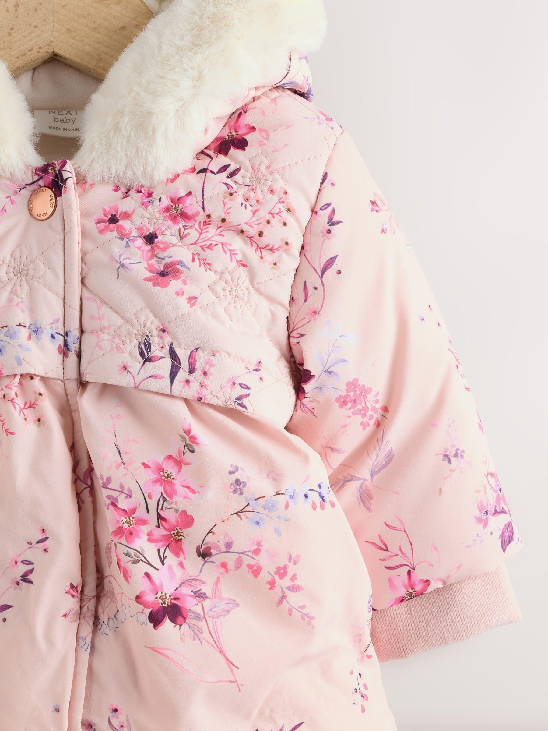 NEXT Bambina Giubbotto bebè a fiori | Neonato, Standard, Zipper, Lavabile in lavatrice