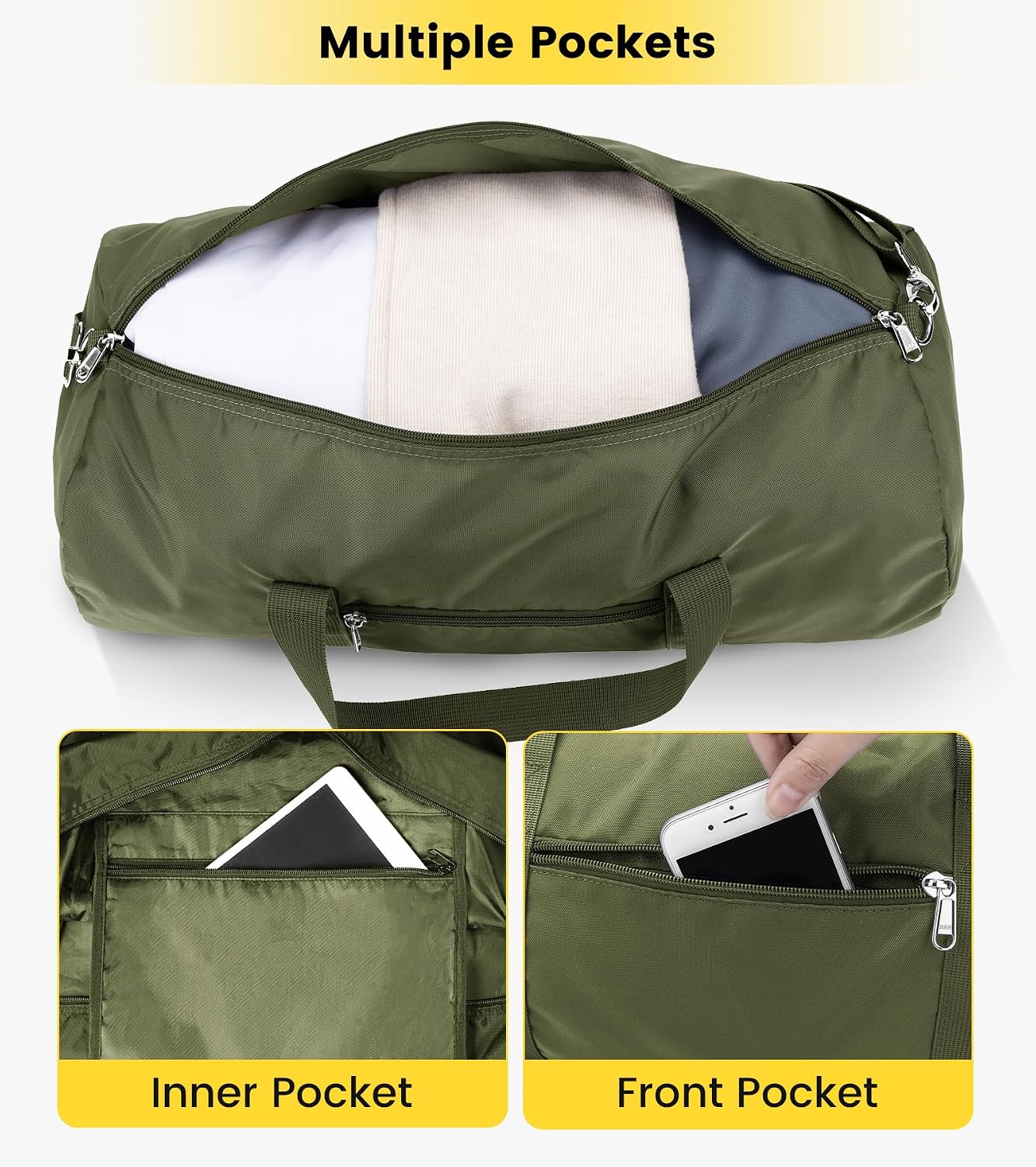 Vorspack 20-24-28 Inches Foldable Gym Bag, Duffel Bag for Men Women image 3