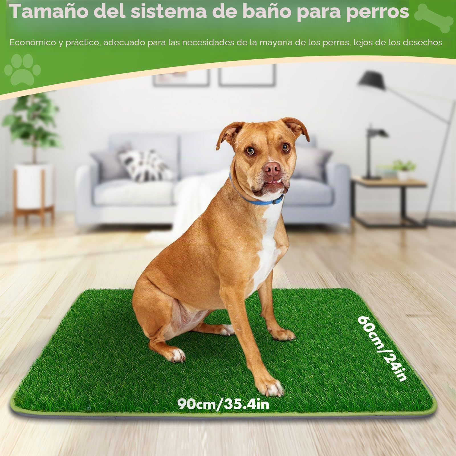 60X90CM 2 en 1 Almohadillas de Entrenamiento Reutilizables+ Inodoro para Perros con Césped Artificial-Pipican para Perros En Casa-Ideal para Entrenamiento de Orinal En Interiores y Exteriores