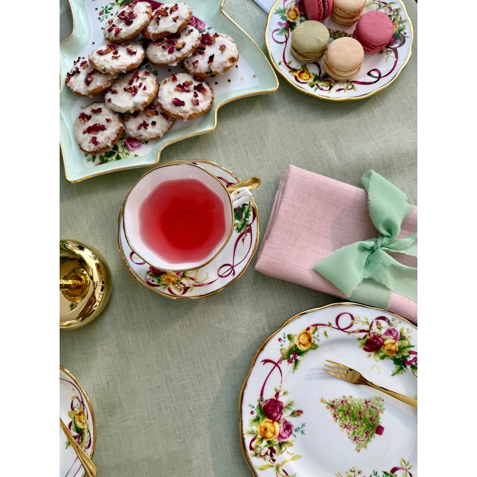 Royal Albert Old Country Roses Service de table 5 pièces pour sapin de Noël