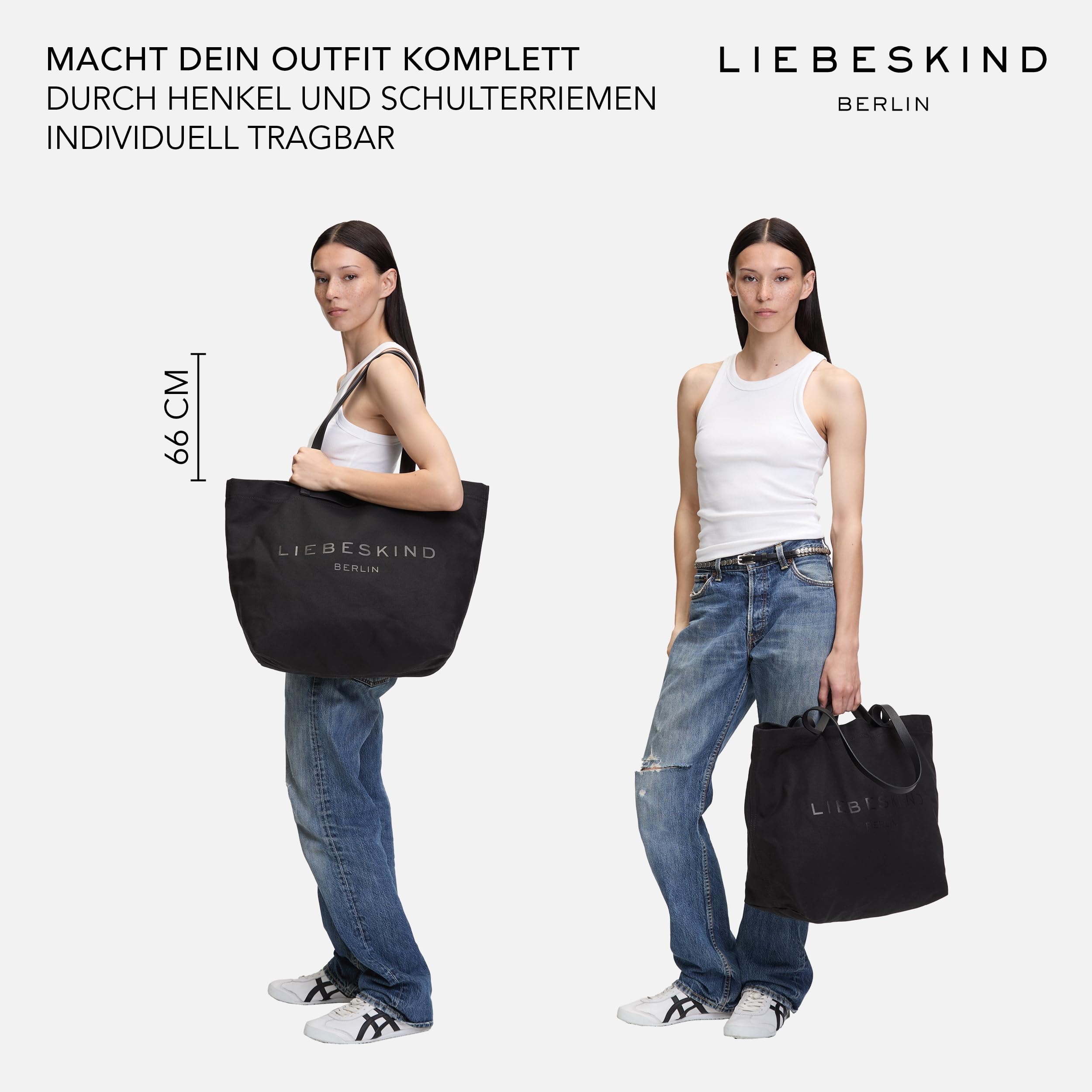 Liebeskind Berlin Damen-Shopper „Aurora“ – Große Canvas-Tasche Damen mit Reißverschlussfach und Leder-Schulterriemen – Shopper Bag Women – Passend für Laptops bis 16 Zoll – Light Bag
