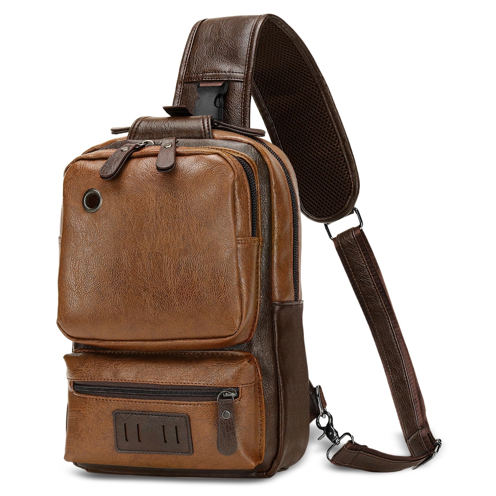 PU Leather Sling Backpack for 11 Inch Tablet Light Brown