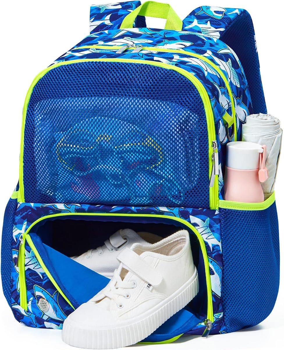 Bolsa de natación para niños para nadadores, bolsa de gimnasio de playa con compartimentos para zapatos secos y húmedos