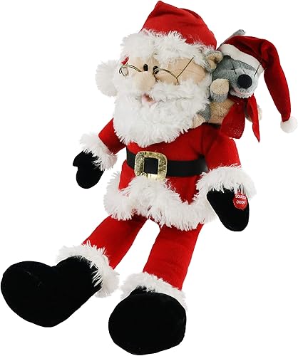 Miniatura 9 de Houwsbaby Juguetes interactivos de peluche de Navidad con música de Papá Noel que canta, animal de peluche electrónico animado con amigo de peluche,