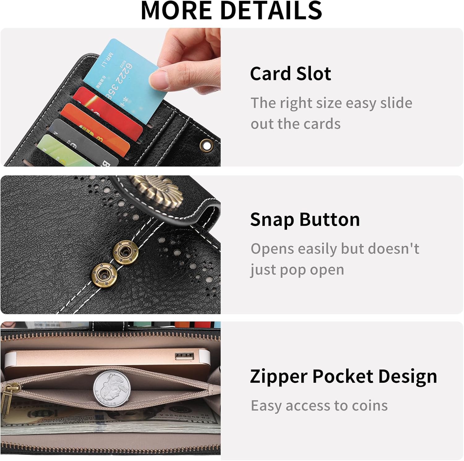 SENDEFN Wallet for Women RFID Blocking Leather Clutch Long Purse Large Capacity Credit Card Holder Wristlet - Image 4