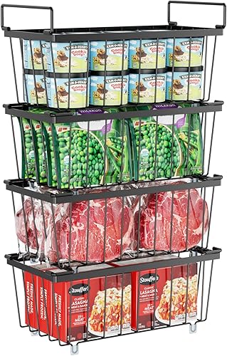 Miniatura 12 de iSPECLE - Contenedores organizadores de congelador profundo - Paquete de 8 contenedores apilables para congelador de 7 pies cúbicos, ordene 8-