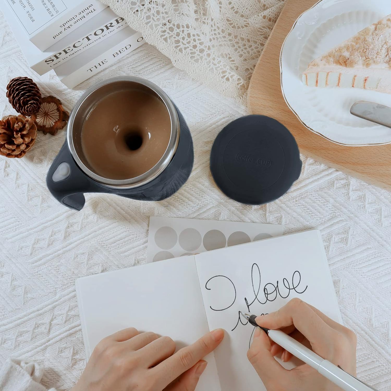 Automatic Magnetic Stirring Coffee Mug, Rotating Home Office Travel Mixing Cup，Funny Electric Stainless Steel Self Mixing Coffee Tumbler, Suitable for Coffee, Milk, Cocoa and Other Beverages…… - Image 6