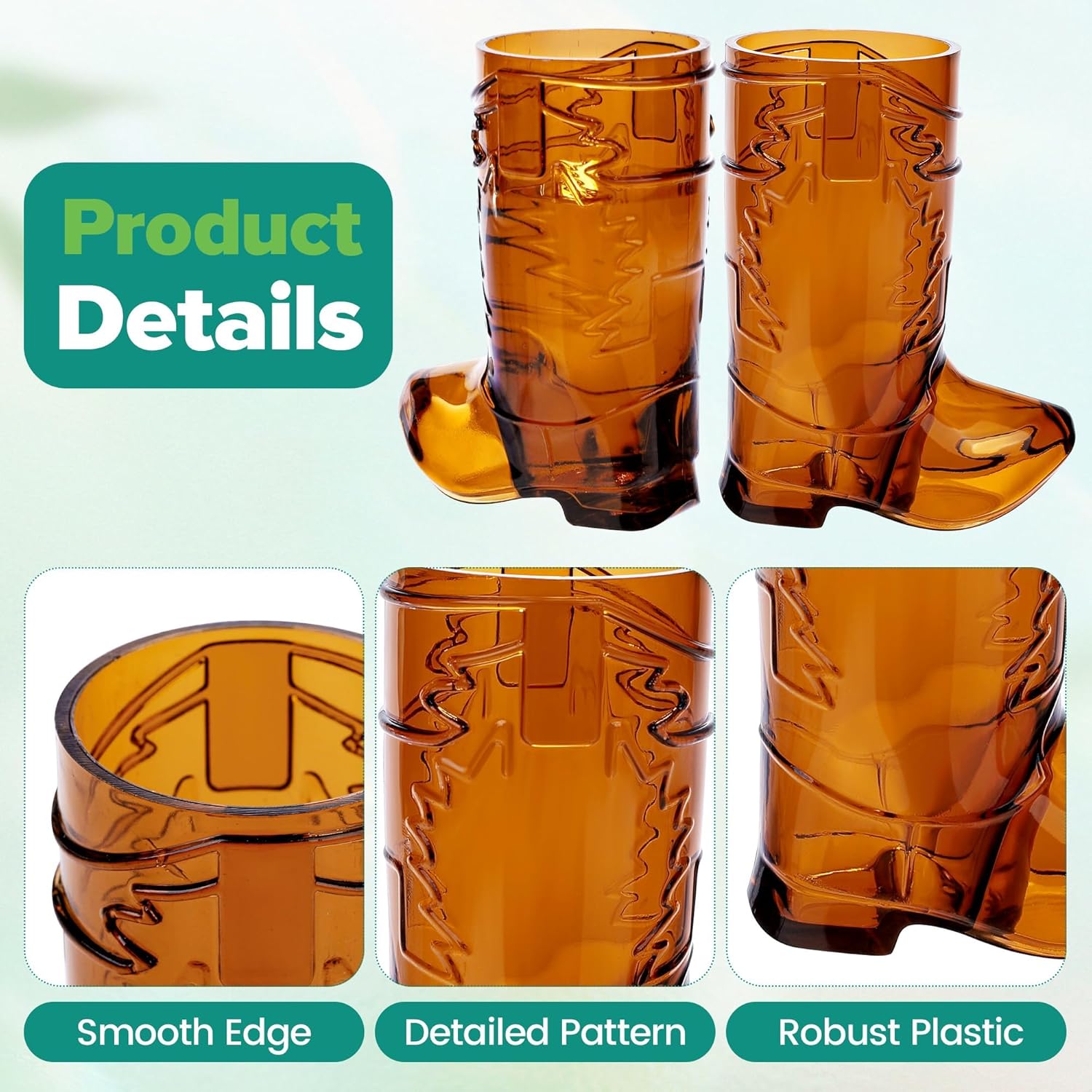 Aodaer 36 Pieces 1 OZ Brown Cowboy Boot Shot Glasses Mini Plastic Boot Shot Cups Western Cowboy Glasses Reusable Beer Mugs for Cowgirl Party Decorations Birthday Bachelorette Party Favors
