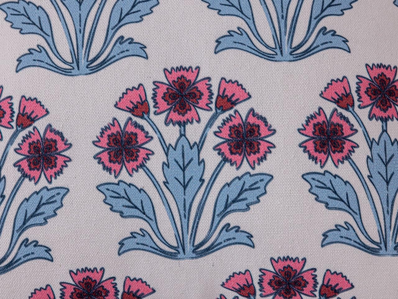 DrapePalette - Scalloped Throw Pillow Covers with Block Print Floral Patterns and Hidden Zipper - Pink Fern, 20 x 20 Inches Pack of 1 - Soft Indoor Pillow Case for Livingroom, Bedroom, or Lounge