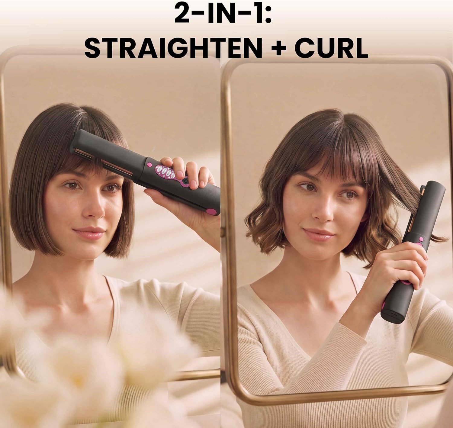 Cordless Hair Straightener, Titanium Mini Flat Iron for Short Hair & Pixie Cuts, Travel-Ready Portable Styling Tool with 60s Fast Heat, USB-C Rechargeable (Decent Black) image 3