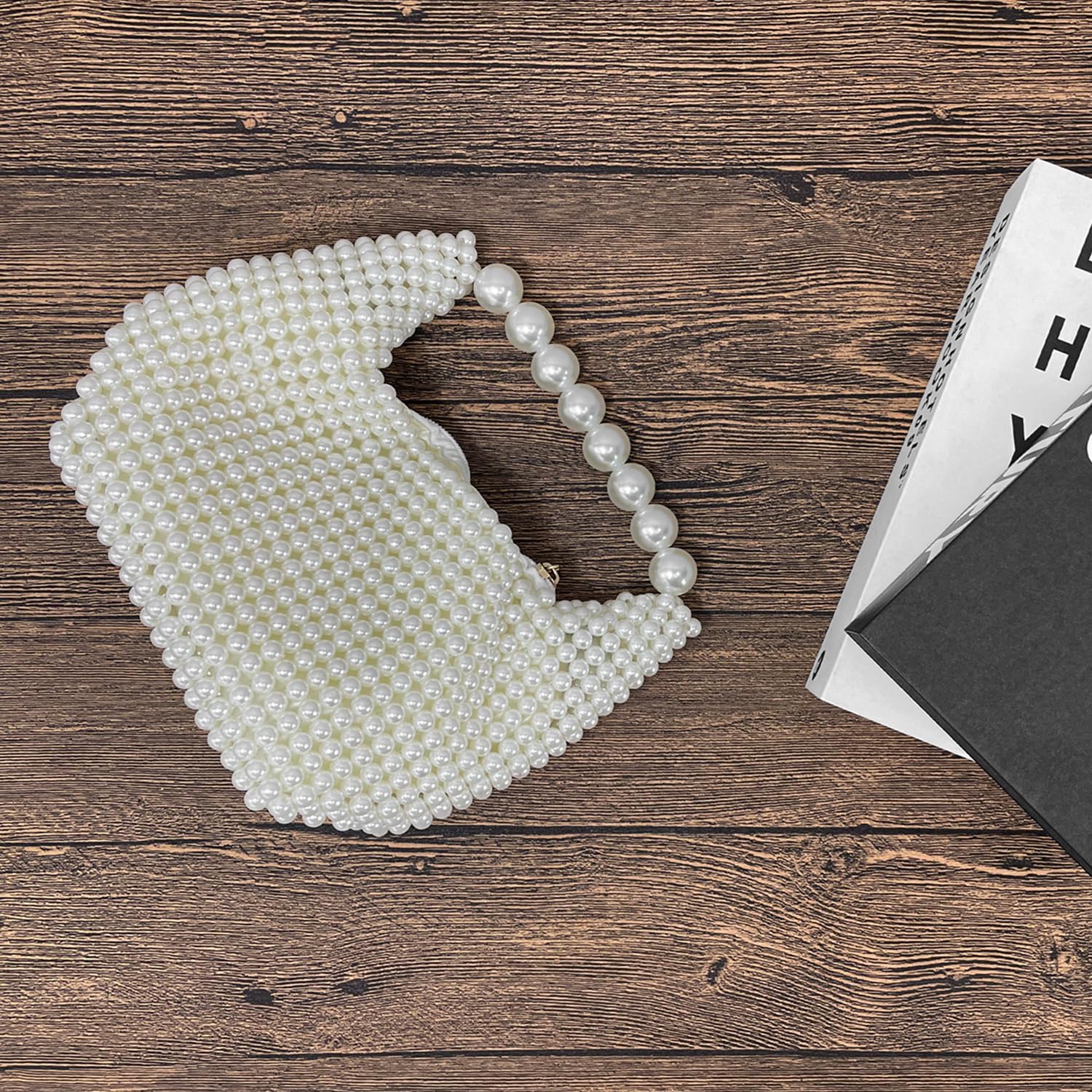 Geiomoo Pearl Handbags, Sparkly Crossbody Beaded Evening Purses Bag for Women Gril - Image 3