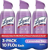 Vista 48 de Lysol Paquete que contiene 2 aerosoles desinfectantes Lysol para superficies duras y suaves, lino crujiente, 19 onzas líquidas + Lysol Air Sanitizer