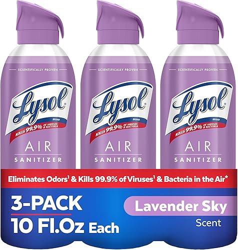 Miniatura 48 de Lysol Paquete que contiene 2 aerosoles desinfectantes Lysol para superficies duras y suaves, lino crujiente, 19 onzas líquidas + Lysol Air Sanitizer
