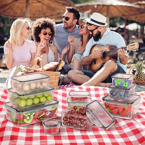 Miniatura 7 de 52 recipientes grandes de almacenamiento de alimentos con tapas herméticas, recipientes de plástico a prueba de fugas, sin BPA, reutilizables, aptos