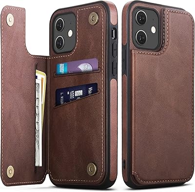 DOGODON Design for iPhone 12 & iPhone 12 Pro Wallet Case with Card Holder Luxury Leather Kickstand Card Slots Double Magnetic Clasp Shockproof Cover 2020 6.1 Inch (Brown)