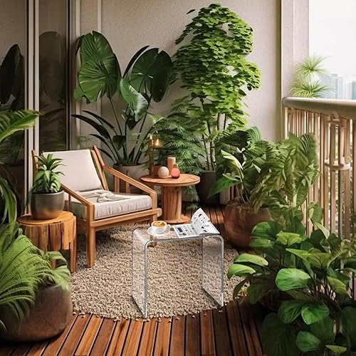 Miniatura 8 de TPZLRN Mesa auxiliar de acrílico mesa auxiliar de acrílico transparente para sala de estar y dormitorio