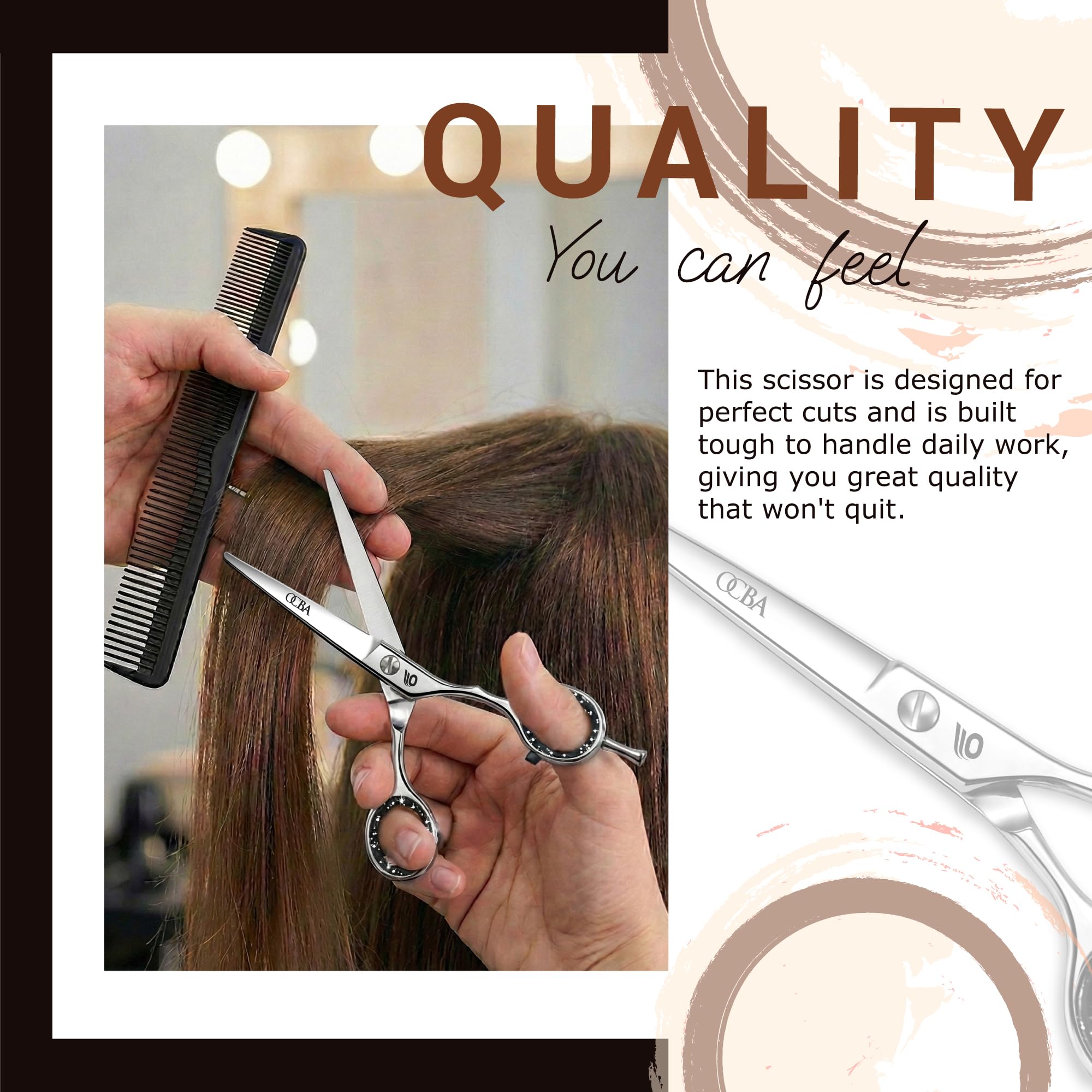 OCBA Forbici Parrucchiere Professionali 6 Pollici Forbici Capelli Acciaio Inossidabile per Taglio di capelli adatto di Uomini e Donne (6 pollici argento)