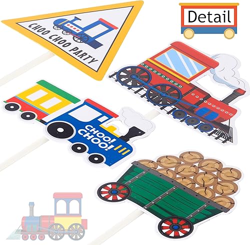 Miniatura 4 de 36 piezas de decoración para cupcakes con temática de tren de tren de tren de tren de tren para decoración de fiesta de cumpleaños, suministros de