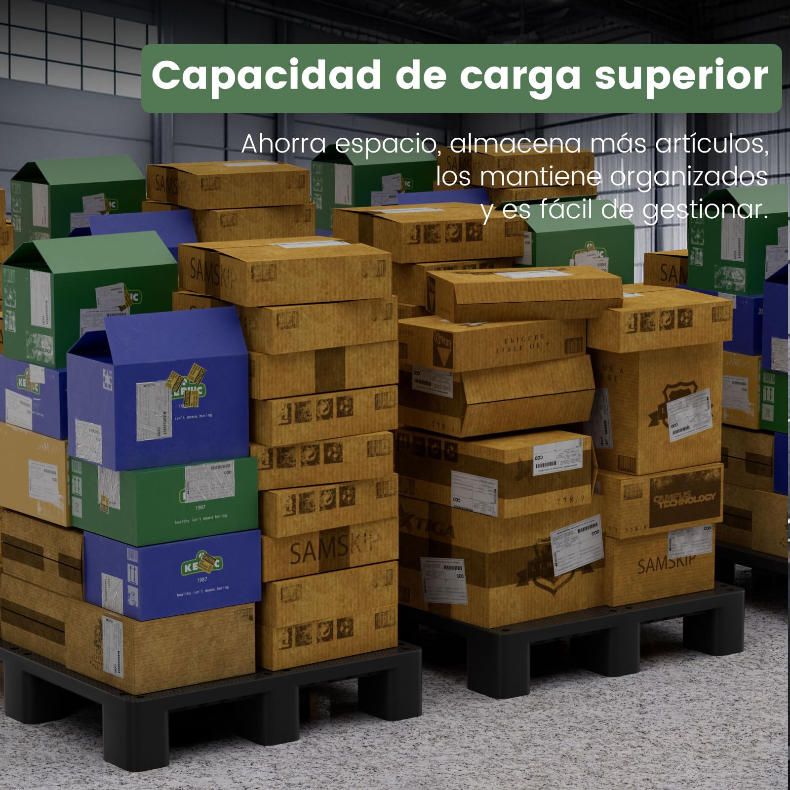 VigiFront Palets plastico, 80x60x12cm, Impermeable y Resistente a la Humedad, para Interior y Exterior, supermercados y almacene