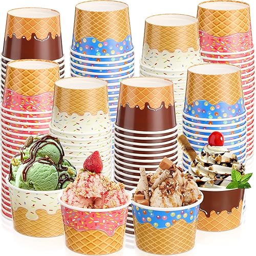 Zopeal 120 tazones de helado de 9 onzas a granel para postre a granel, tazas de helado de papel, tazas de helado desechables, decoraciones de fiesta Zopeal 120 tazones de helado de 9 onzas a granel para postre a granel, tazas de helado de papel, tazas de helado desechables, decoraciones de fiesta