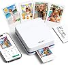Impresora de fotos Nelko PP01, impresora de fotos portátil 2x3, mini impresora, blanca | Impresora de inyección de tinta a color instantánea para smartphone, fotos con respaldo adhesivo, compatible con Bluetooth iOS y Android, edición con app de IA 1