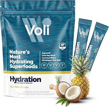 Voli Electrolytes Powder Packets | No Added Sugar Electrolyte Drink Mix for Hydration | Keto & Fasting Friendly, Natural Superfoods & Minerals | Pina Colada, 15-Count