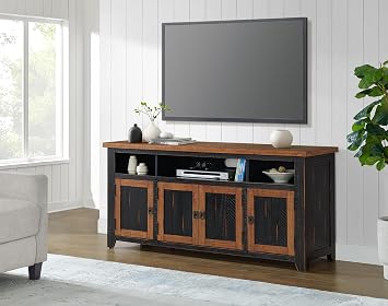 Martin Svensson Home Foundry 65" Wood Entertainment Center, Black & Honey
