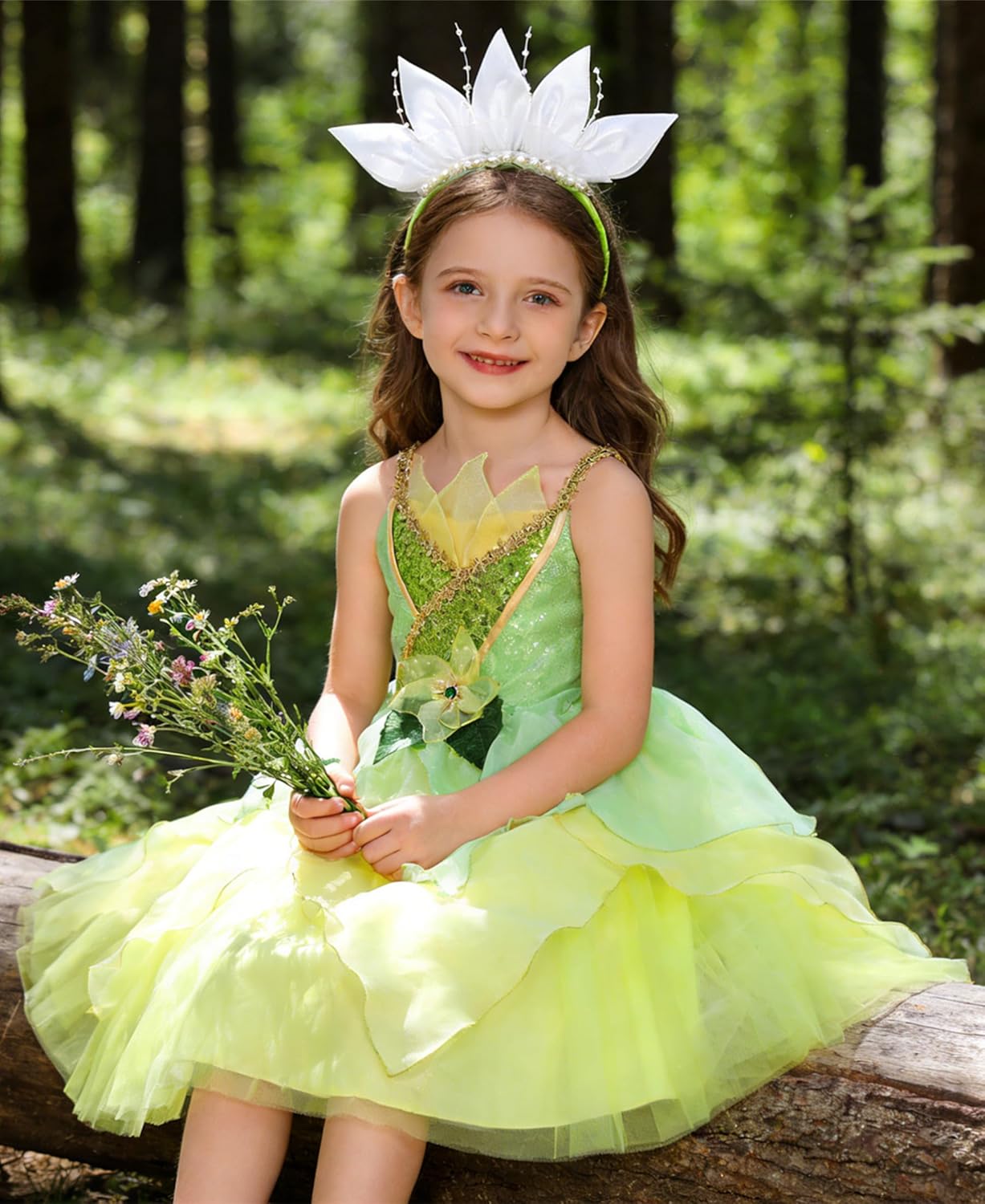 Princess Tiana Costume for Girls - Princess and the Frog Dress With Accessories 3-11 Years - Image 4