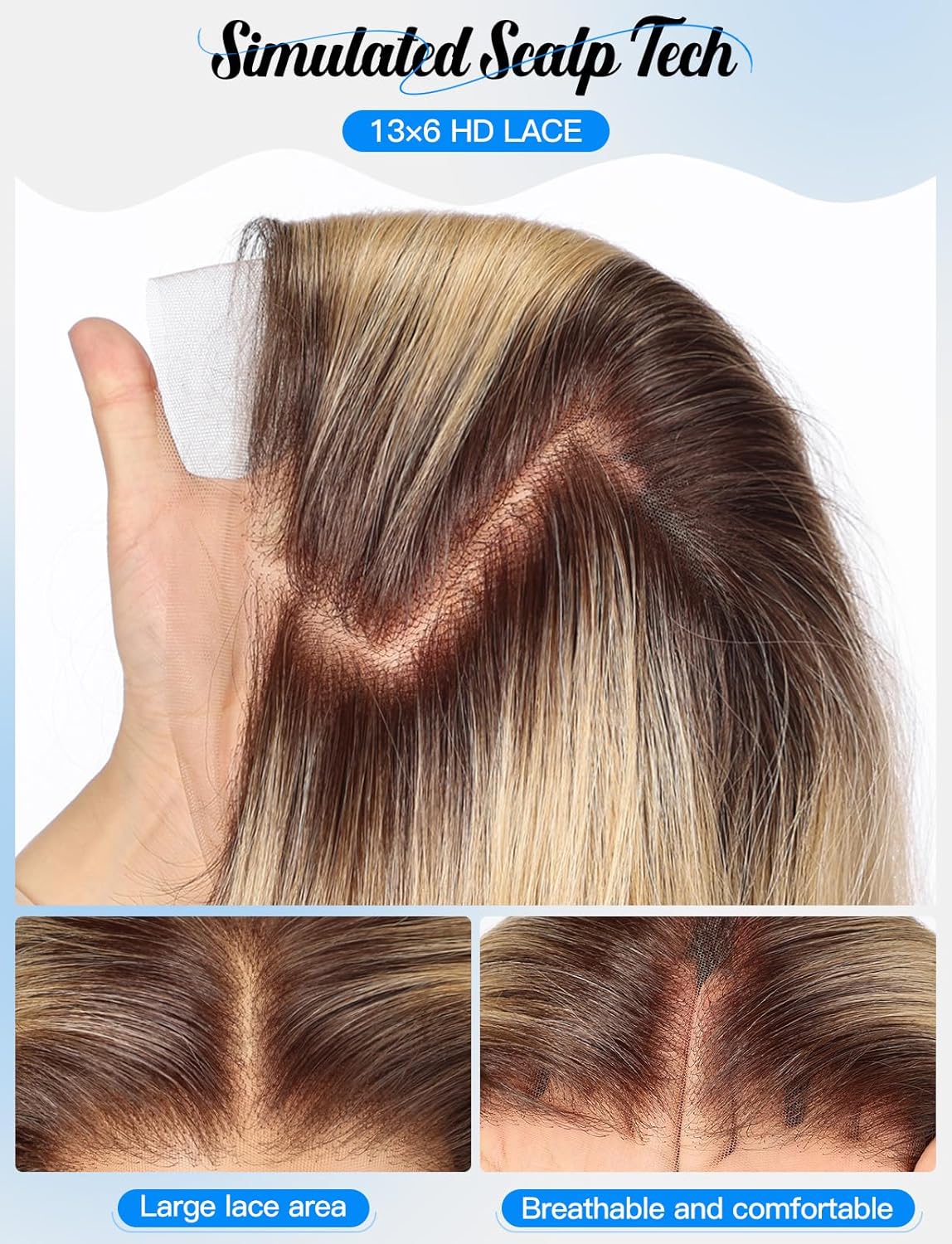 HAIRCUBE 13×6 Glueless Lace Front Wavy Wig, 26 Inch Lace Synthetic Wigs for Women Honey Blonde Color