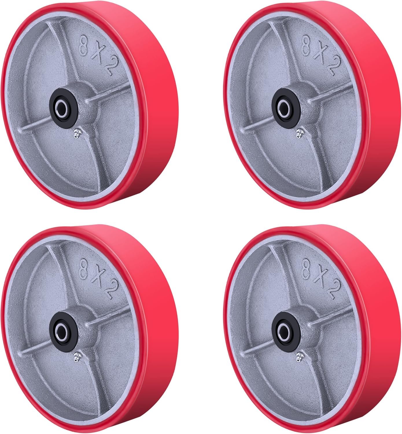 8X 2 Heavy Duty Casters Wheels - Industrial Caster Wheels Polyurethane Caster Wheel with Strong Load-bearing Capacity 6000 LB, heavy duty casters wheel -set of 4, Widely Used in Tool Box, Trail Jack