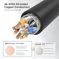 Vista 5 de Cable Matters Paquete de 5 cables Ethernet Cat 6A blindados sin enganches de 10 Gbps, cable Cat 6A, cable Cat6A, cable Ethernet, negro