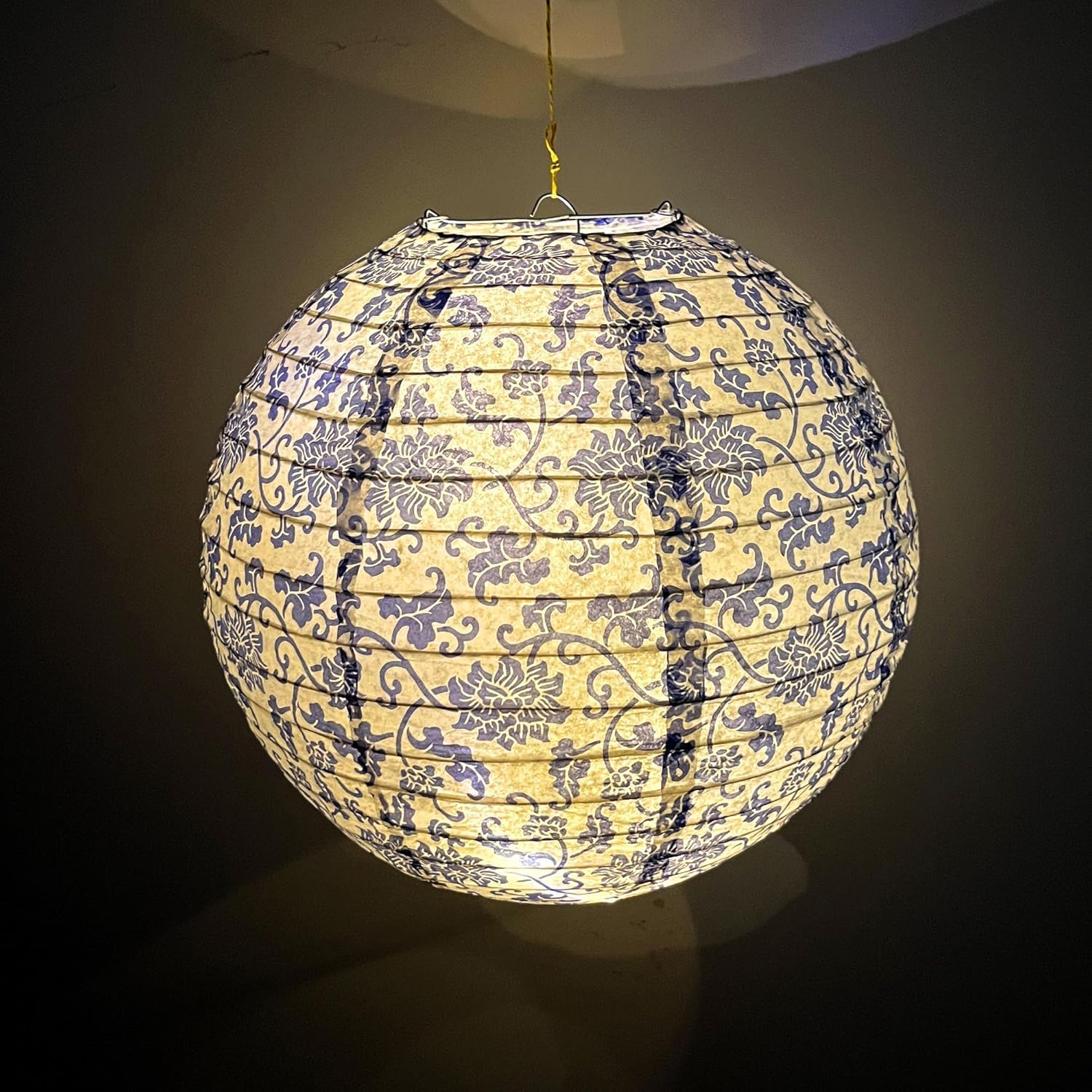 2pc Paper Lampshade Hanging Light Shade 30cm, Oriental Ribbed Japanese Ceiling Fixture with Cherry Blossom & Floral Patterns - Image 3