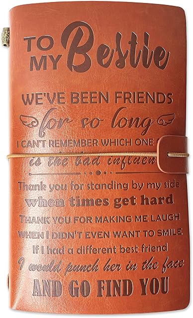 OMNIQI Friend Gifts, Bestie Gifts for Women, Friendship Gifts for Women Best Friend, Personalised Friend Gifts for Birthday Graduation Christmas, Leather Journal Gifts for Friend Bestie Sister