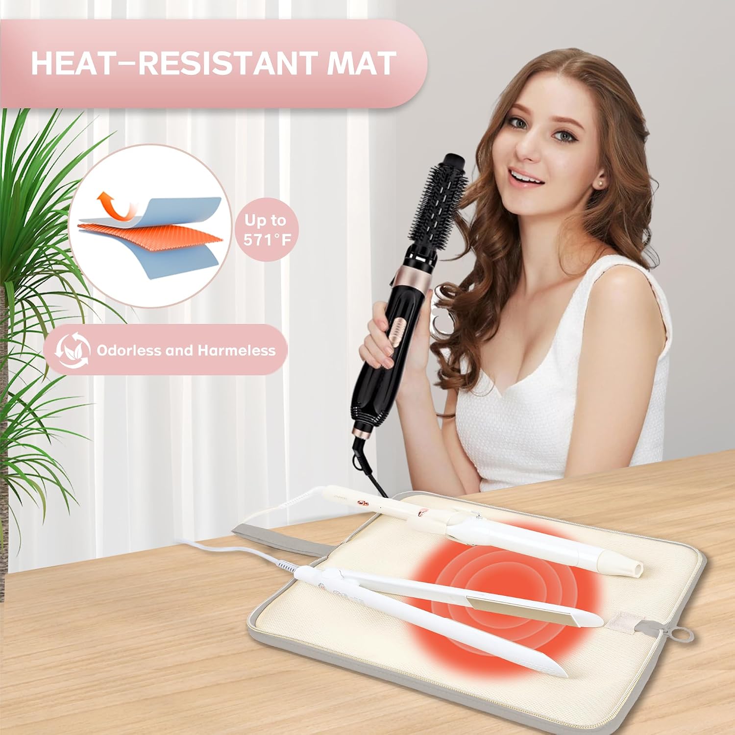 KarSyon Hair Tools Organizer Travel Case Hot Tool Heat Resistant Mat 2 in 1 image 2