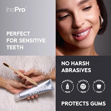 InoPro Whitening Hydroxyapatite Toothpaste with Probiotic for Sensitive Teeth, Fluoride Free Enamel Repair Remineralizing Toothpaste, SLS Free, Baking Soda, Coconut Oil, 5oz