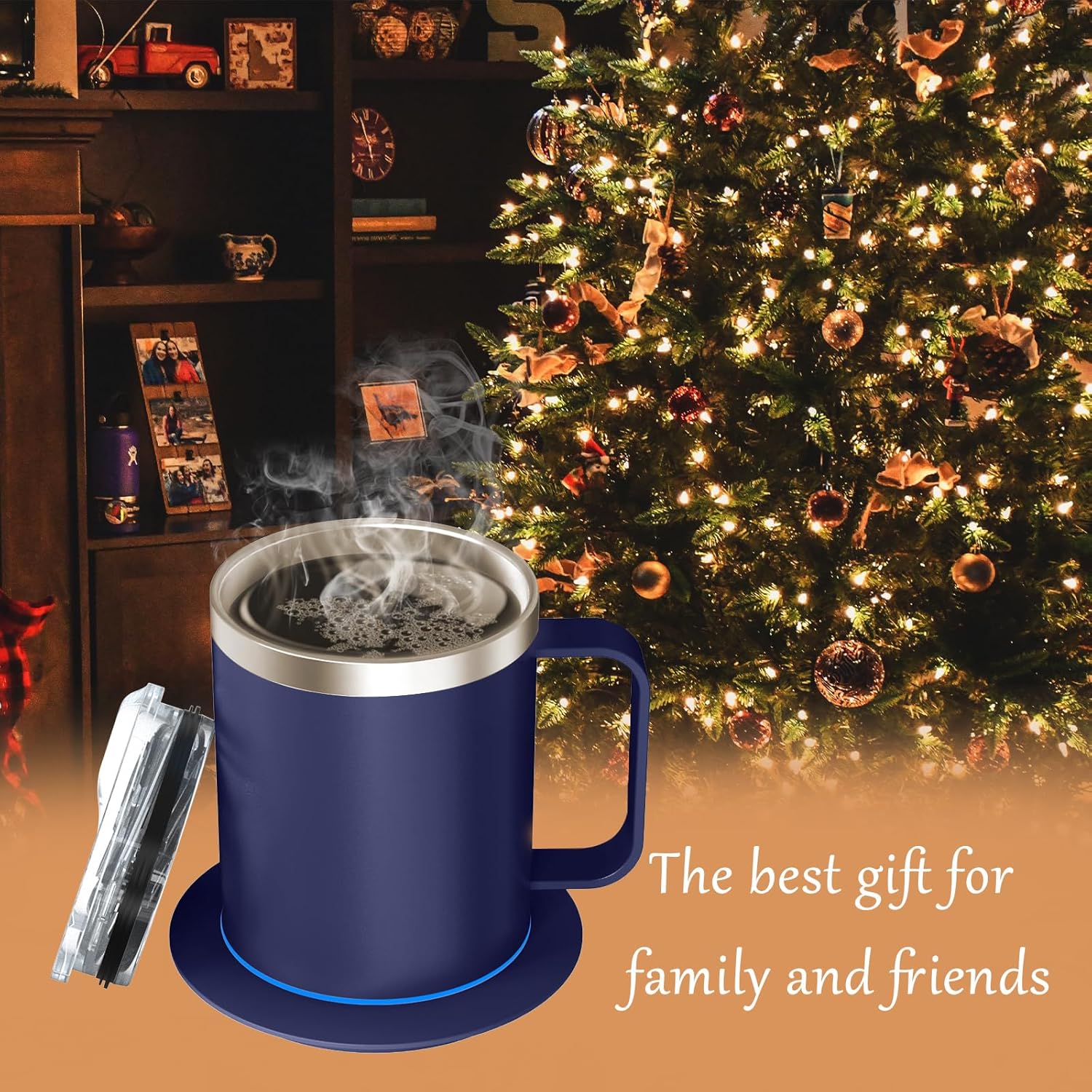 Smart Temperature Control Coffee Mug for Desk,Heated Cup with 10Hrs Auto Shut Off, USB Powered Mug Warmer Set (12oz-Royal Blue) - Image 5