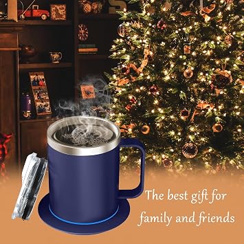 Smart Temperature Control Coffee Mug for Desk,Heated Cup with 10Hrs Auto Shut Off, USB Powered Mug Warmer Set (12oz-Royal Blue)