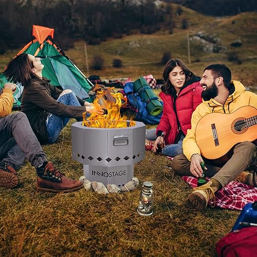 Miniatura 7 de Fogata de acero inoxidable  Diseño portátil sin humo con flujo de aire mejorado para llamas eficientes  Perfecto para reuniones al aire libre de 4 a