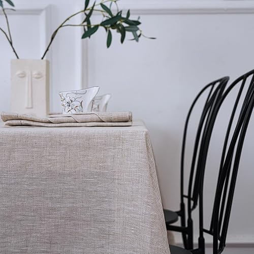 Miniatura 3 de Eratinse Mantel de lino, 100% lino francés, resistente, suave y fácil de limpiar, manteles de lino para mesas rectangulares para reuniones
