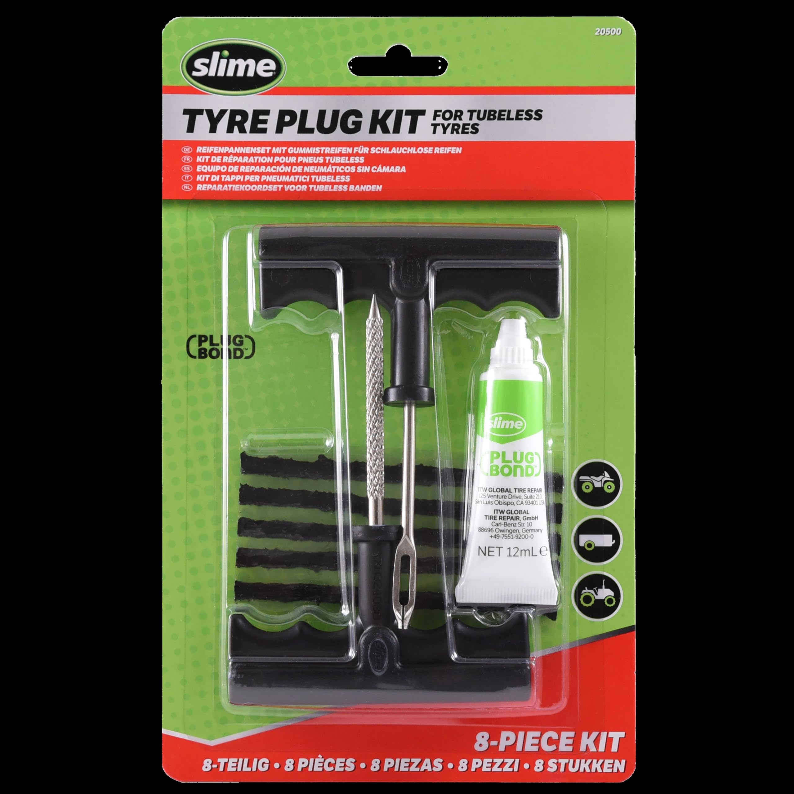 Slime 2040-5 Tire Repair Plug Kit, Deluxe, Contains Strings, Tools and Glue, 11 Pieces — view 8