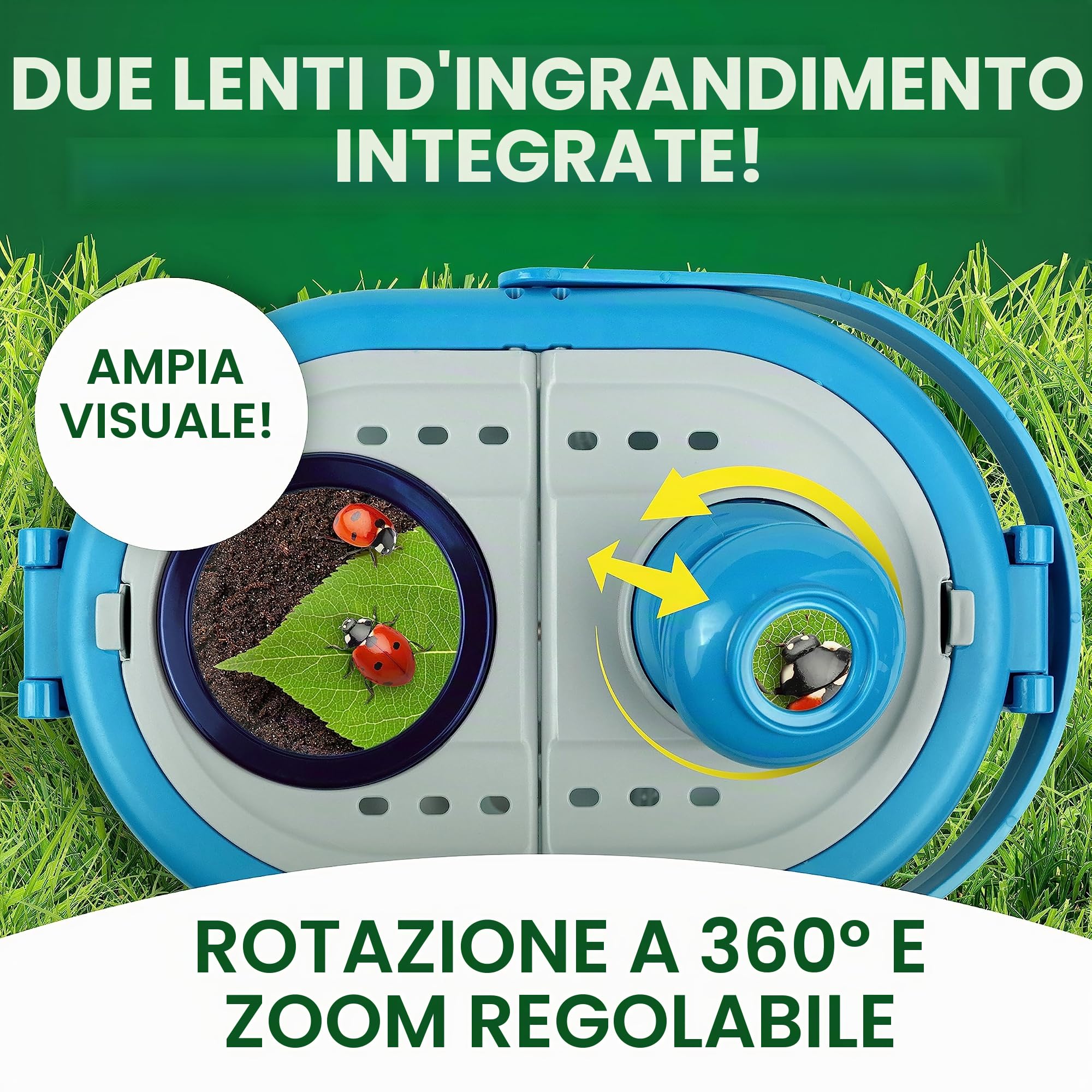 NATIONAL GEOGRAPHIC Kit Cattura Insetti per Bambini - Habitat Con Visualizzatore Ingrandito, Raccoglitore, Pinzette e Guida All'apprendimento - Giocattoli Educativi