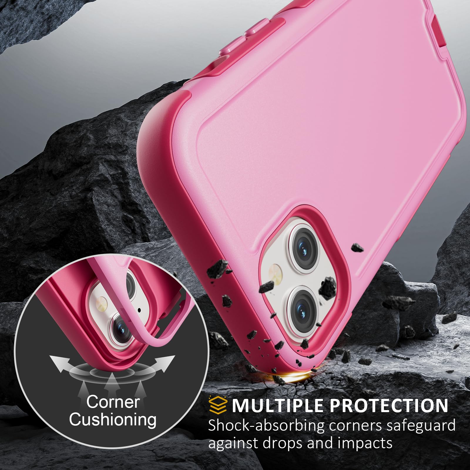 Follaroma Schutzhülle für iPhone 15 Plus, kompatibel mit MagSafe, robuste, stoßfeste Schutzhülle, Anti-Drop, zweilagige, magnetische Handyhülle für iPhone 15 Plus, 6,7 Zoll, Rosa