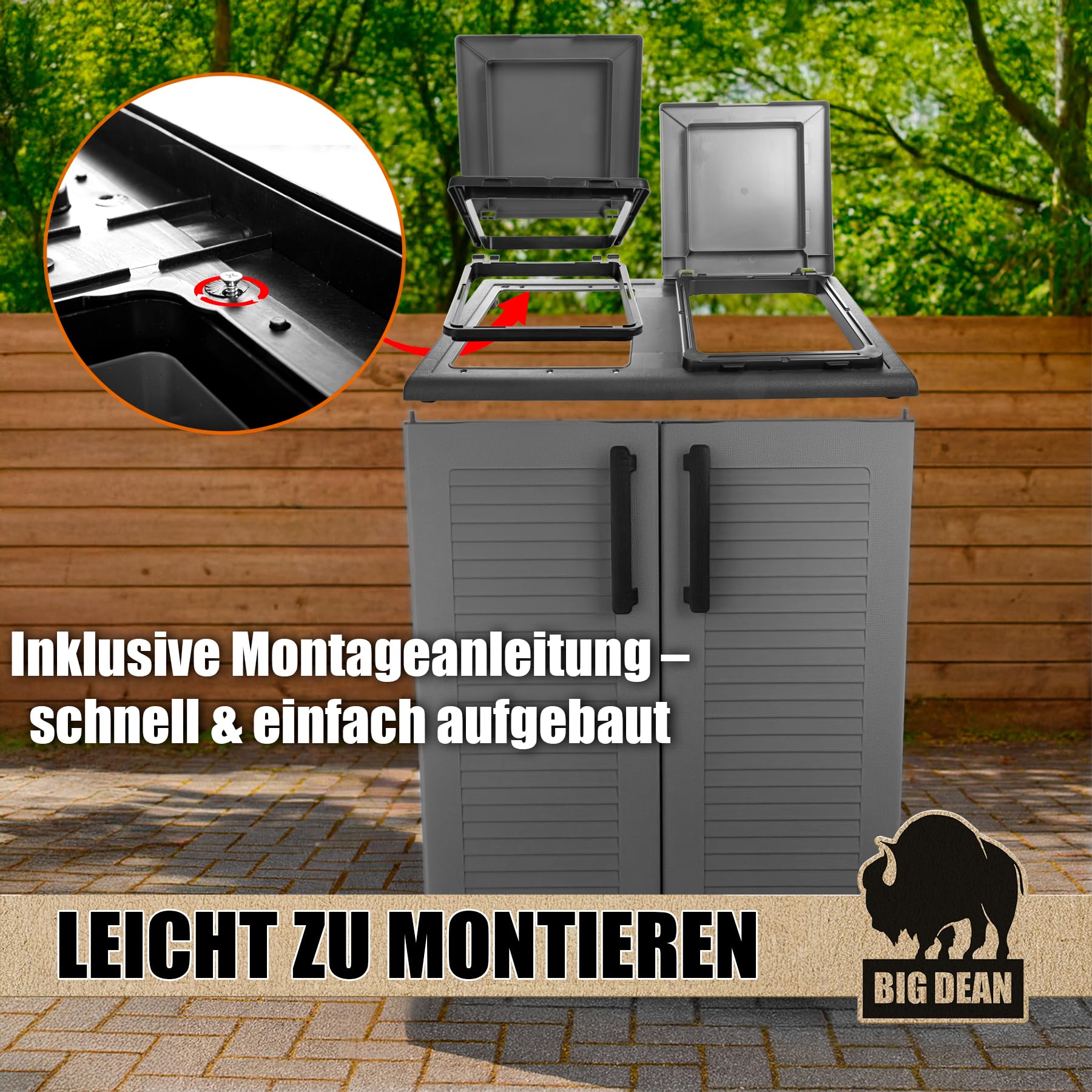 BigDean Mülltrennsystem Schrank Recycling System auch für Gelben Sack | Made in Italy