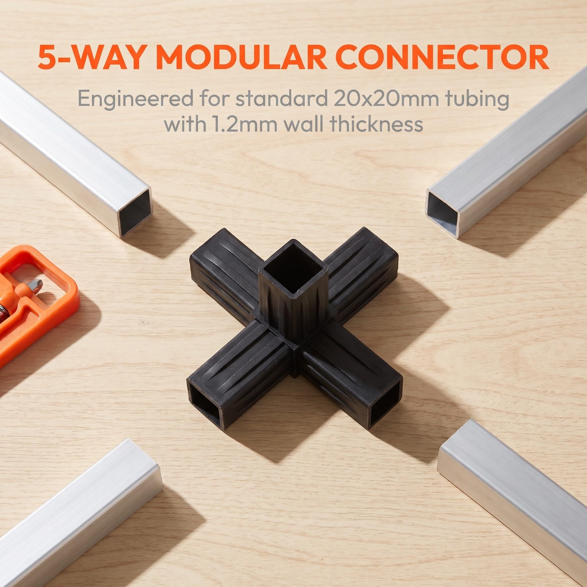 Zerodeko 8 conectores de tubo cuadrado de plástico de 5 vías, conector de